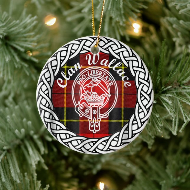 Adorno De Cerámica Clan escocés Wallace Tartán y Escudo (Árbol)