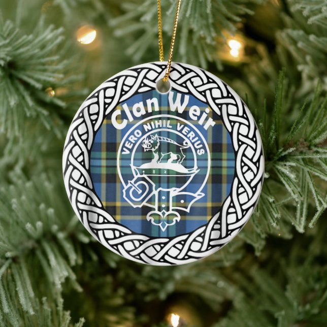 Adorno De Cerámica Clan escocés Weir Tartán y Escudo (Árbol)