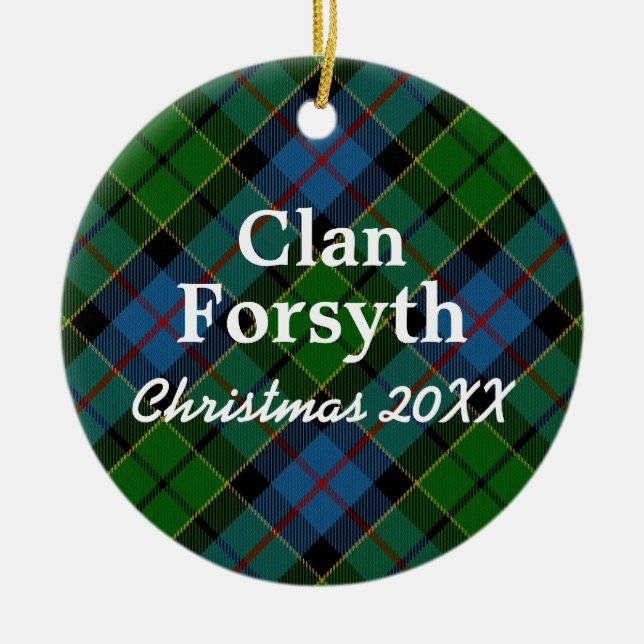 Adorno De Cerámica Clan Forsyth Scottish Tartan (Frente)