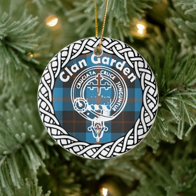 Adorno De Cerámica Clan Garden Tartán y Escudo de Escocia (Árbol)