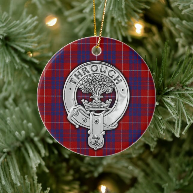 Adorno De Cerámica Clan Hamilton Escudo & Tartan (Árbol)