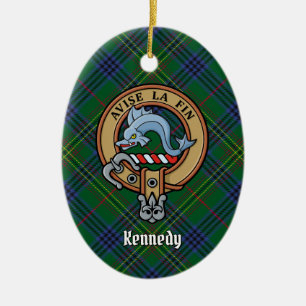 Adorno De Cerámica Clan Kennedy Escudo sobre Tartán