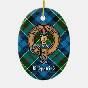 Adorno De Cerámica Clan Kirkpatrick Escudo sobre Tartán