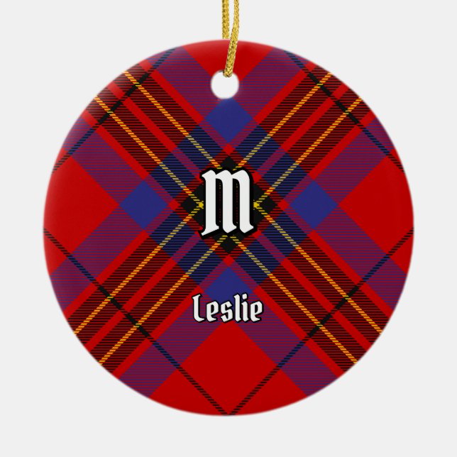 Adorno De Cerámica Clan Leslie Red Tartan (Frente)