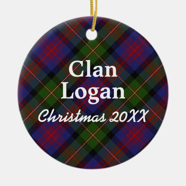 Adorno De Cerámica Clan Logan Scottish Tartan (Frente)