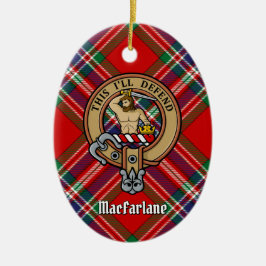 Adorno De Cerámica Clan MacFarlane Escudo sobre Red Tartán