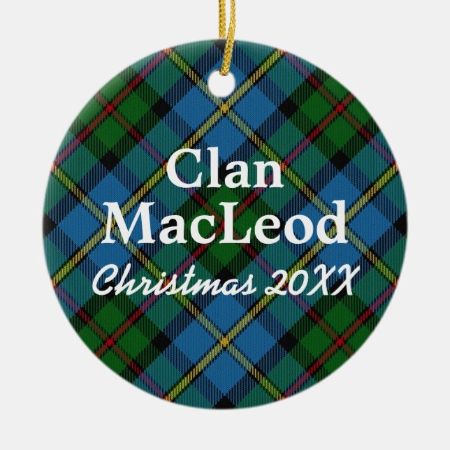 Adorno De Cerámica Clan MacLeod Scottish Blue and Green Tartan (Frente)