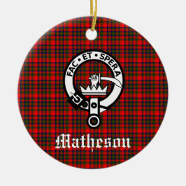 Adorno De Cerámica Clan Matheson Escudo Badge y Tartán