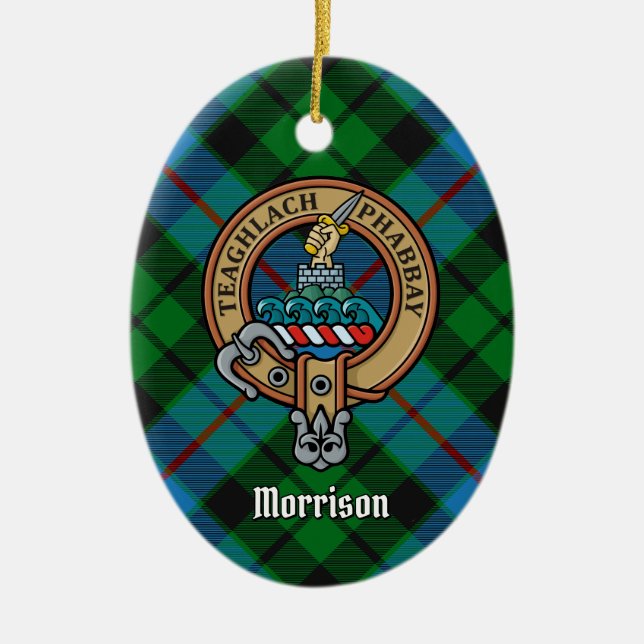 Adorno De Cerámica Clan Morrison Escudo sobre la caza de tartán (Frente)