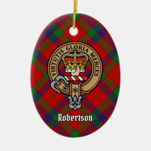 Adorno De Cerámica Clan Robertson Escudo sobre Tartán