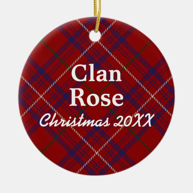 Adorno De Cerámica Clan Rosa Escocia Tartán Rojo Moderno (Frente)
