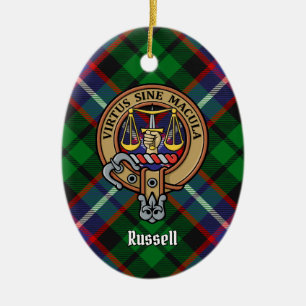 Adorno De Cerámica Clan Russell Cresta sobre Tartán