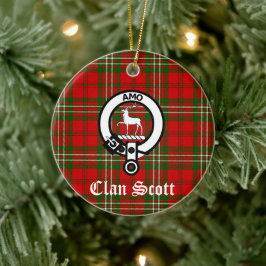 Adorno De Cerámica Clan Scott Escudo Badge y Tartán
