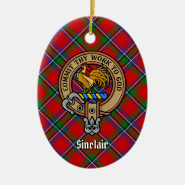 Adorno De Cerámica Clan Sinclair Escudo sobre Tartán