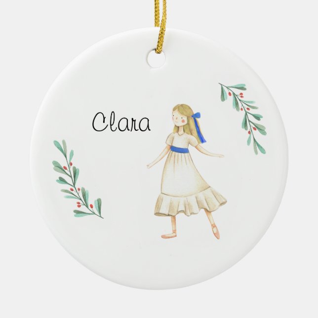 Adorno De Cerámica Clara Keepsake, un cazador de nueces personalizado (Frente)