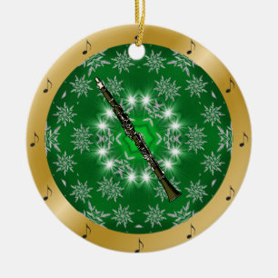 Adorno De Cerámica Clarinet ~ Silver ~ Green ~ Gold ~ Navidades ~ ~