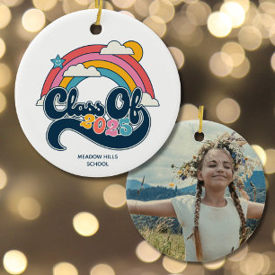 Adorno De Cerámica Clase de Graduación de Foto Personalizado Arcoiris