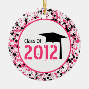 Adorno De Cerámica Clase de la graduación de 2012 rosados y de