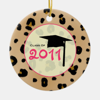 Adorno De Cerámica Clase de la graduación del estampado leopardo 2011