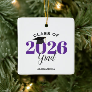 Adorno De Cerámica Clase Graduada de 2026 Moderno Púrpura