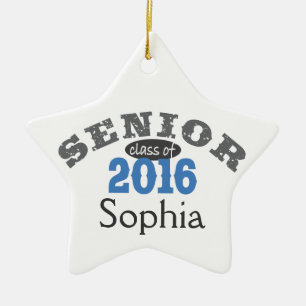 Adorno De Cerámica Clase mayor del azul 2016