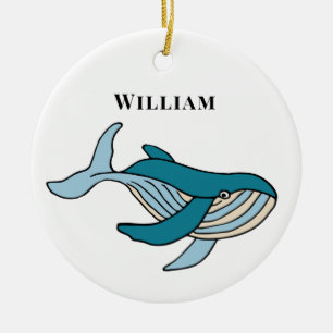 Adorno De Cerámica Clásico de ballena para niños con nombre personali