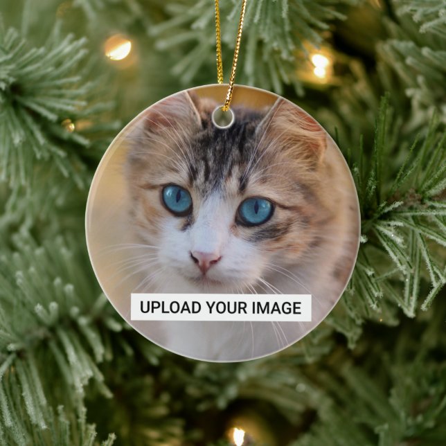 Adorno De Cerámica Clásico de fotografía de gato personalizado (Árbol)