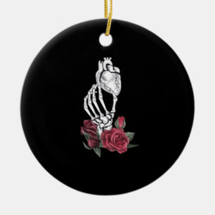Adorno De Cerámica Clásico de Mano del Corazón del Skeleton