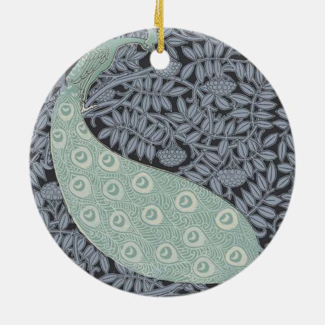 Adorno De Cerámica Clásico de pájaro de Peacock Art Nouveau (Atrás)