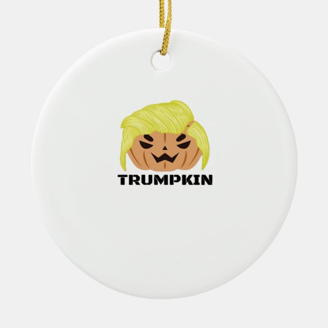 Adorno De Cerámica Clásico de Trumpkin de Halloween (Frente)