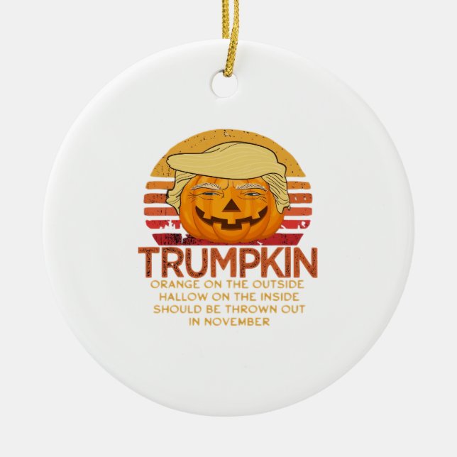 Adorno De Cerámica Clásico divertido de Trumpkin Halloween - Calabaza (Frente)