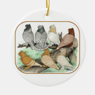 Adorno De Cerámica Clásico Frill Pigeons Blondinettes