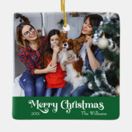 Adorno De Cerámica Clásico Simple Merry Christmas Green