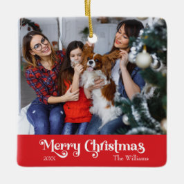 Adorno De Cerámica Clásico Simple Merry Christmas Red