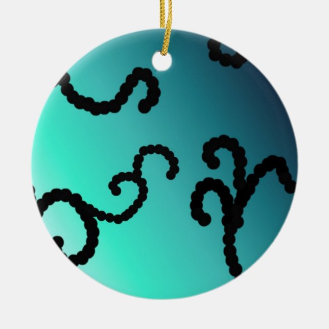 Adorno De Cerámica Clásico Swirl Blue and Black Beaded Swirl (Frente)