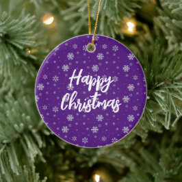 Adorno De Cerámica Classic Elegant Purple White Snowflakes Christmas