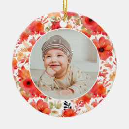 Adorno De Cerámica Classic Floral Frame Baby's First Christmas 
