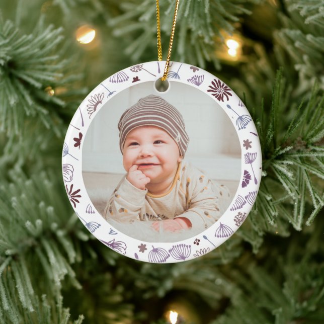 Adorno De Cerámica Classic Floral Frame Baby's First Christmas (Árbol)