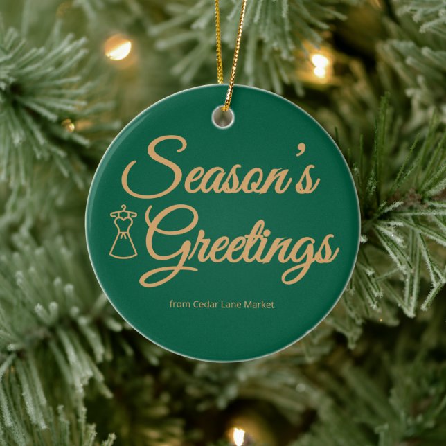 Adorno De Cerámica Classic Green & Gold Logo Ornament (Árbol)
