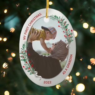 Adorno De Cerámica Classic Newborn 1st Christmas New Grandma