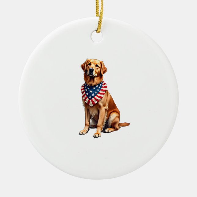 Adorno De Cerámica Classic Patriotic Golden Retriever Vintage Shirt 2 (Frente)