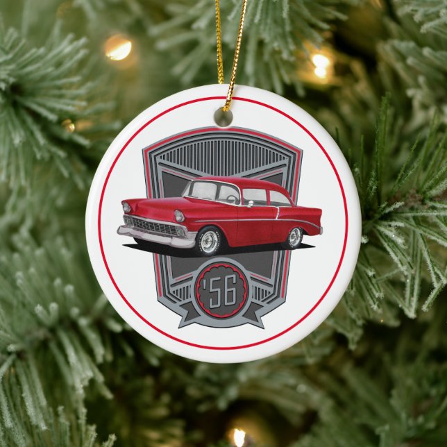 Adorno De Cerámica Classic Red 1956 Tri Five (Árbol)