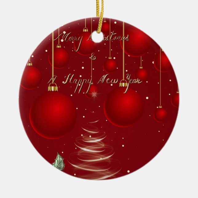 Adorno De Cerámica  Classic Red Christmas Ornaments Christmas  (Frente)