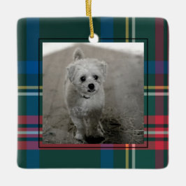 Adorno De Cerámica Classic Tartan Plaid Christmas Photo  Ceramic Orna