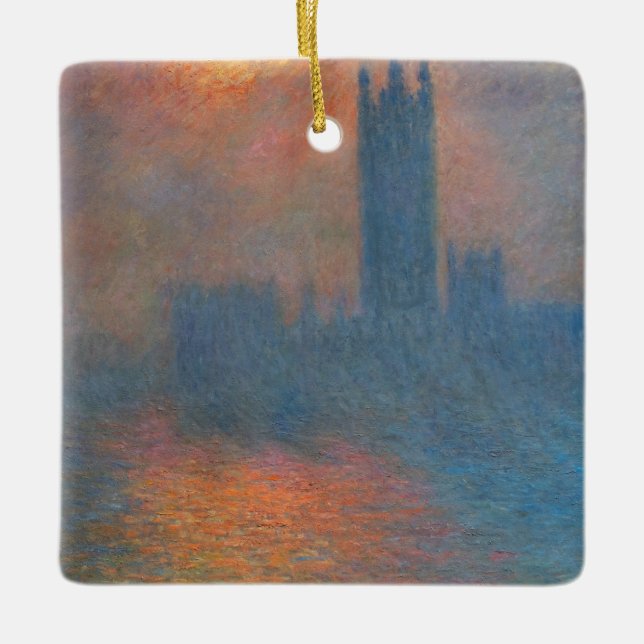 Adorno De Cerámica Claude Monet - Cámaras del Parlamento Londres (Anverso)