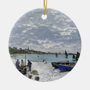 Adorno De Cerámica Claude Monet el   la playa en Sainte-Adresse