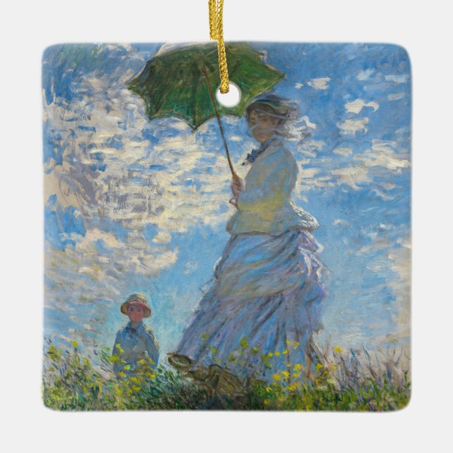 Adorno De Cerámica Claude Monet - El paseo, mujer con sombrilla (Anverso)