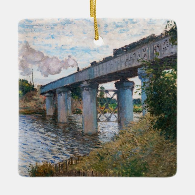 Adorno De Cerámica Claude Monet - El puente ferroviario en Argenteuil (Anverso)