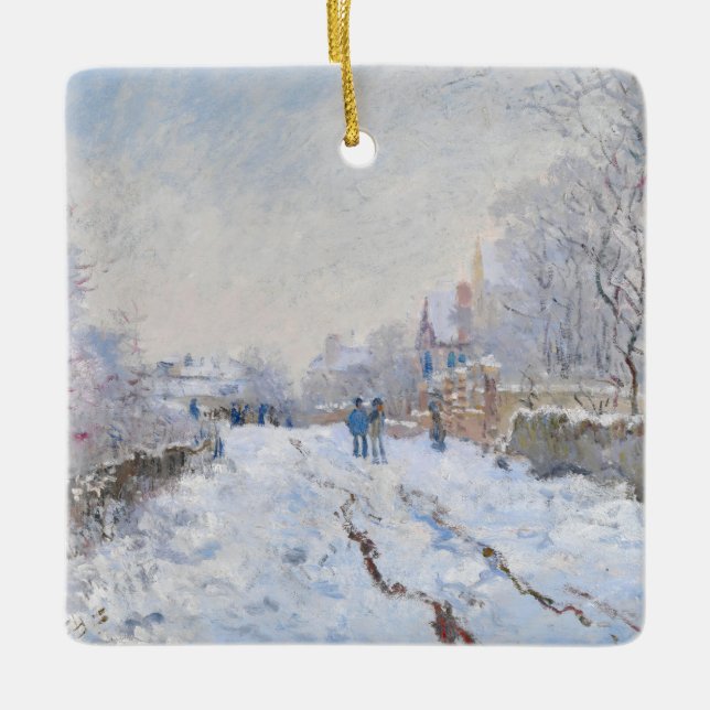 Adorno De Cerámica Claude Monet - Escena de nieve en Argentina (Anverso)