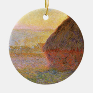 Adorno De Cerámica Claude Monet Impresionista pintura Graystaks I